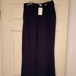 H&M High Waisted Wide Leg Pants - Navy Sz 6
